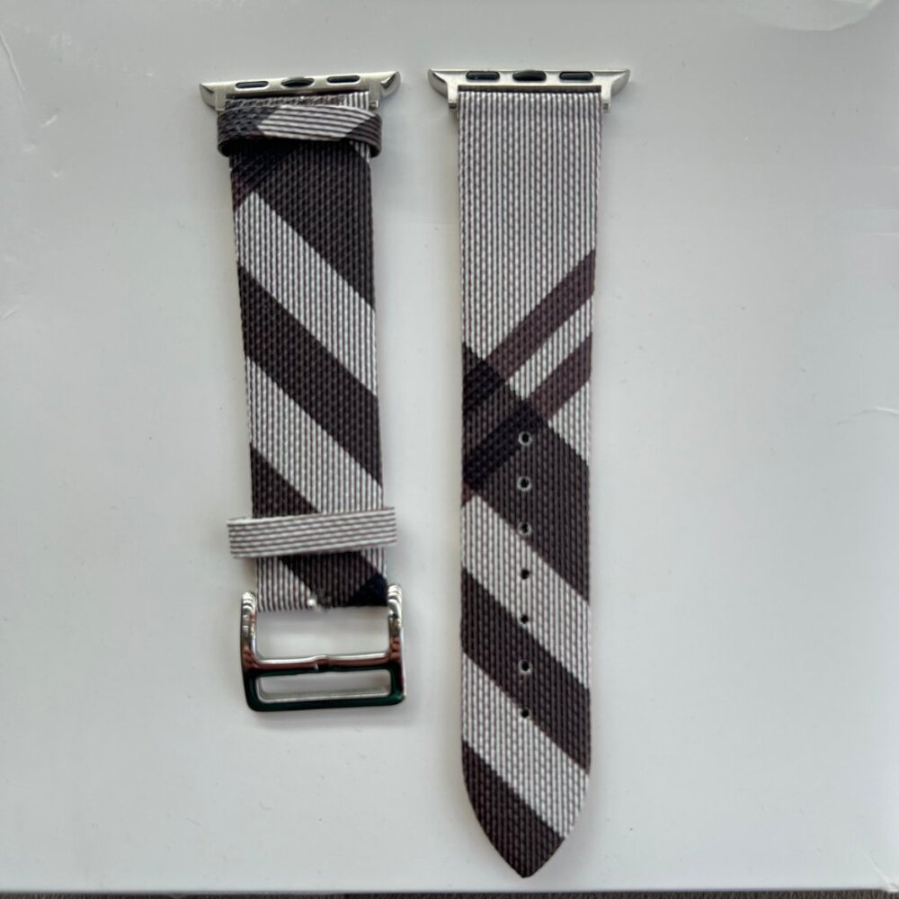 Women's Apple Watch Band Striped Faux Leather Strap Size 38/40/41mm